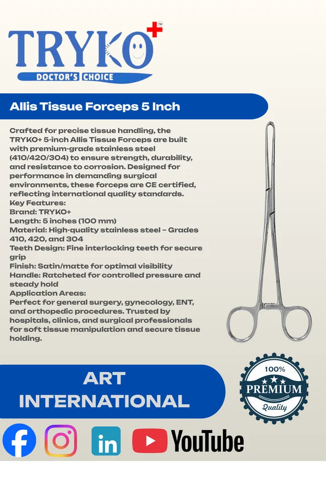Allis Tissue Forcep 4 Inch, 5 Inch, 6 Inch, 7 Inch, 8 Inch & 10 Inch