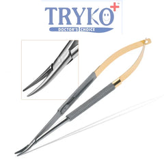 Castroviejo Needle Holder, Round Handle, TC, Curved 7"