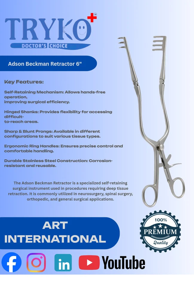 Adson Beckman Retractor 6", 8", 10" & 12I nch