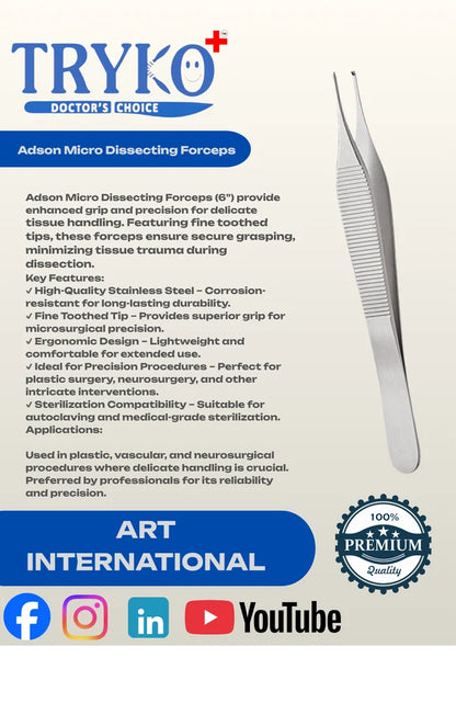 Adson Micro Dissecting Forceps 6" Toothed