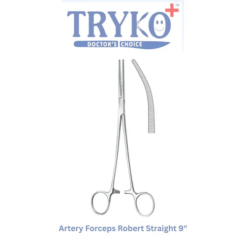 Artery Forceps Robert Straight & Curved 9 Inch Brand TRYKO+
