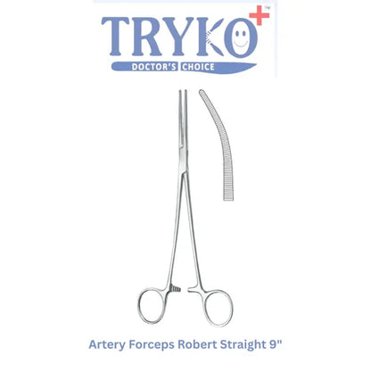 Artery Forceps Robert Straight & Curved 9 Inch Brand TRYKO+