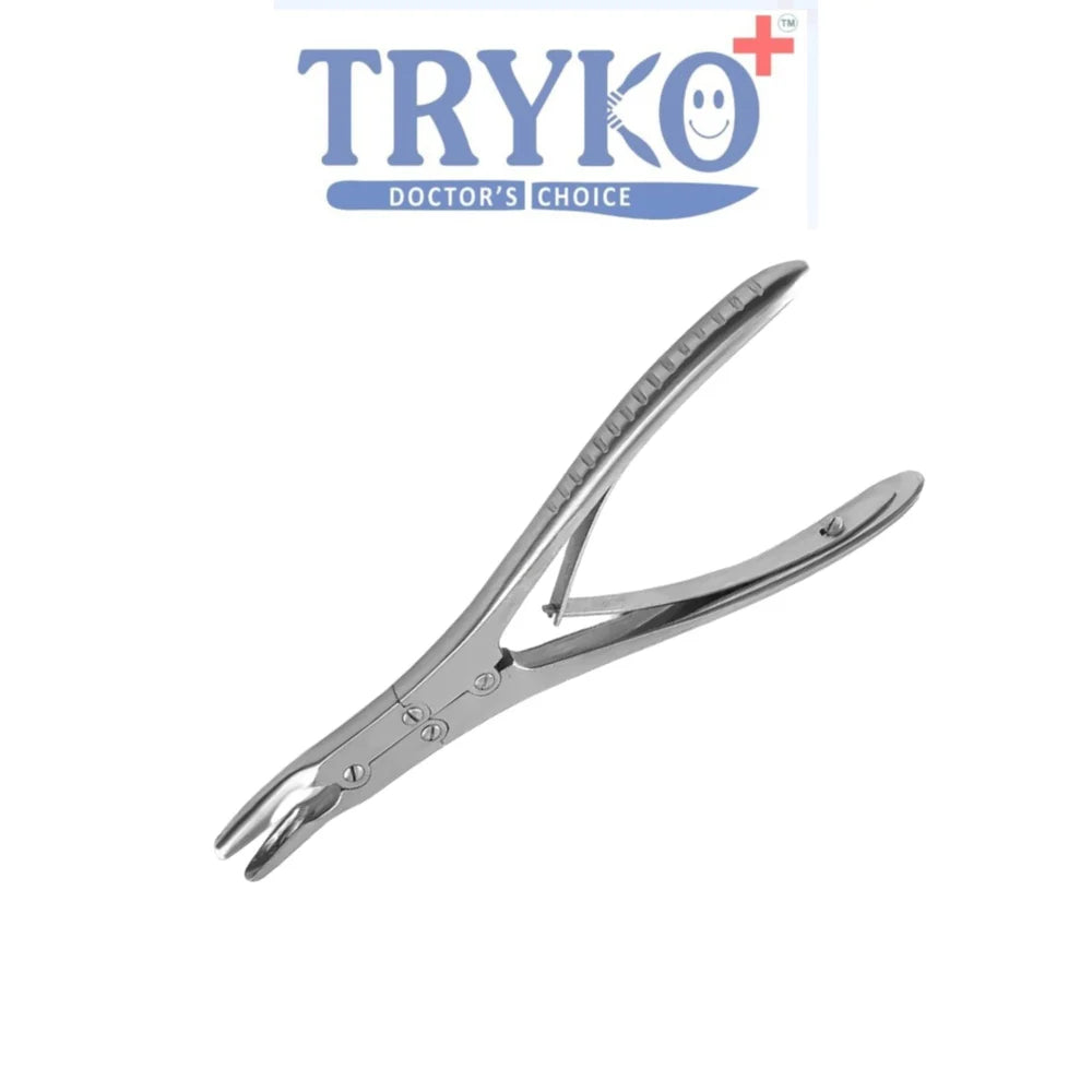 Bone Rongeur Double Action Curved, 3mm Tip, 6 Inch To 10 Inch