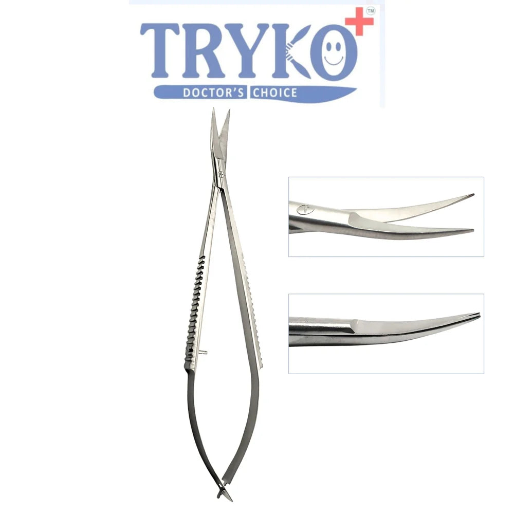Castroviejo Scissor, Flat Handle, Curved 6 Inch , 7 Inch & 8 Inch