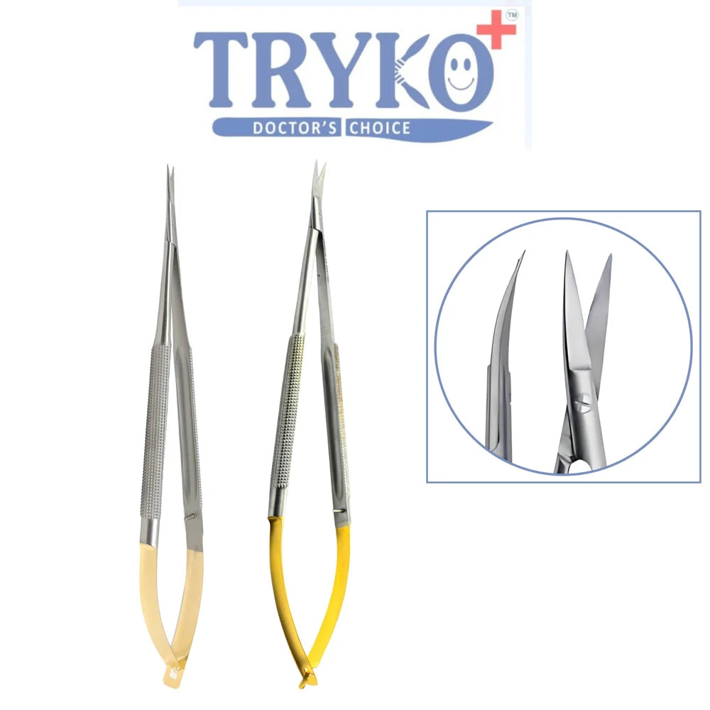 Castroviejo Scissor, Round Handle, TC, Curved 5", 6", 7", 8" & 9 Inch