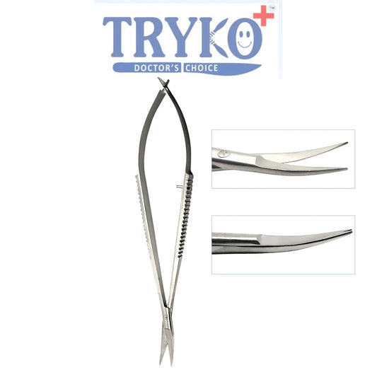 Castroviejo Scissor, Flat Handle, Curved 6 Inch , 7 Inch & 8 Inch