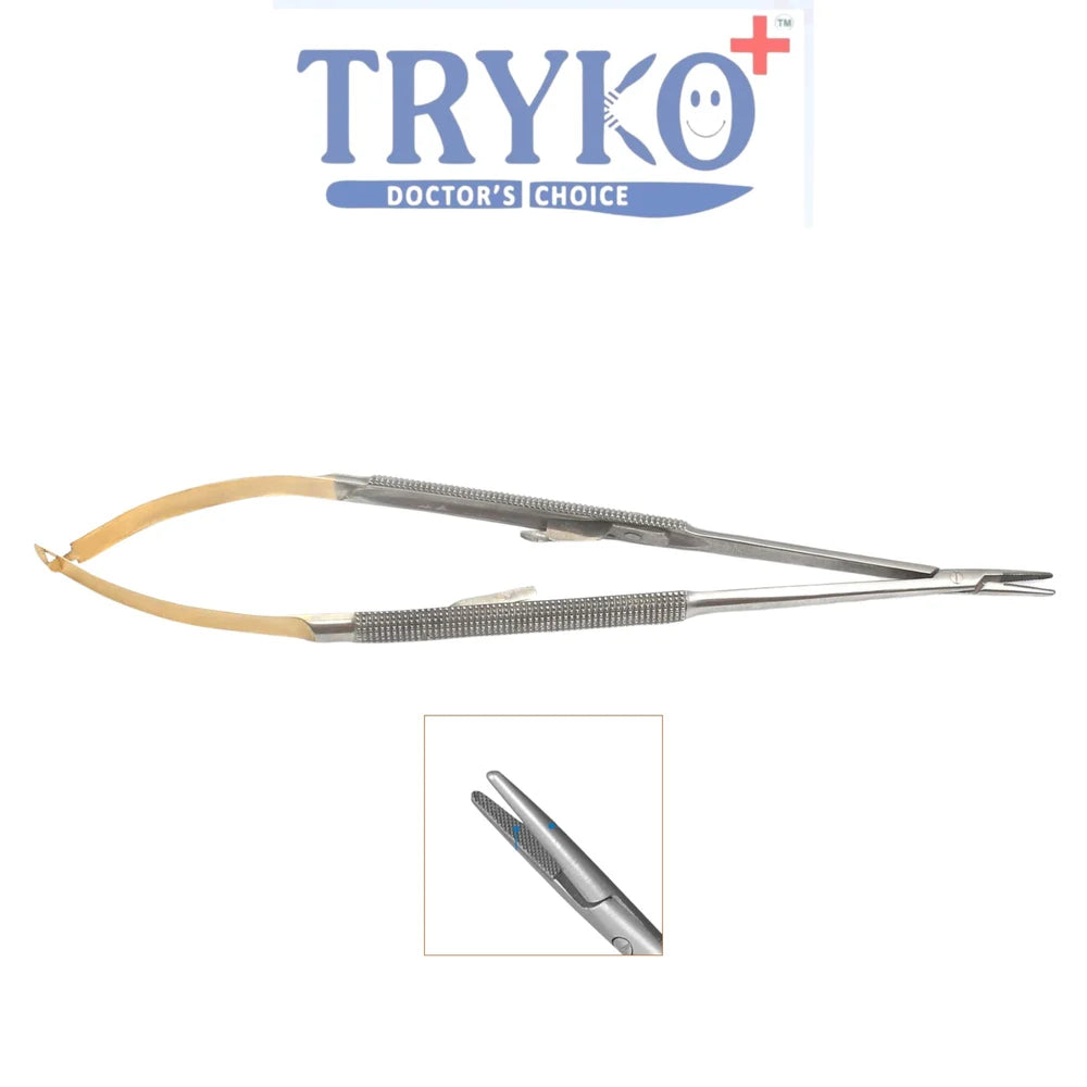 Castroviejo Needle Holder, Round Handle, TC, Straight 5"