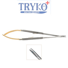 Castroviejo Needle Holder, Round Handle, TC, Straight 6"