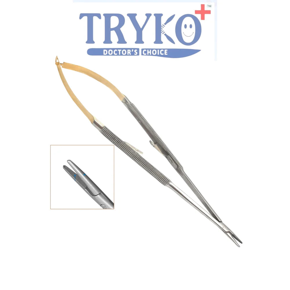 Castroviejo Needle Holder, Round Handle, TC, Straight 6"