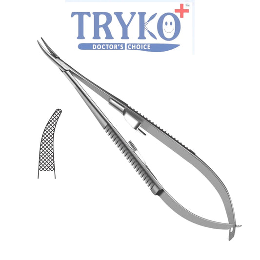 Castroviejo Needle Holder, Flat Handle, Curved 6",7",8"