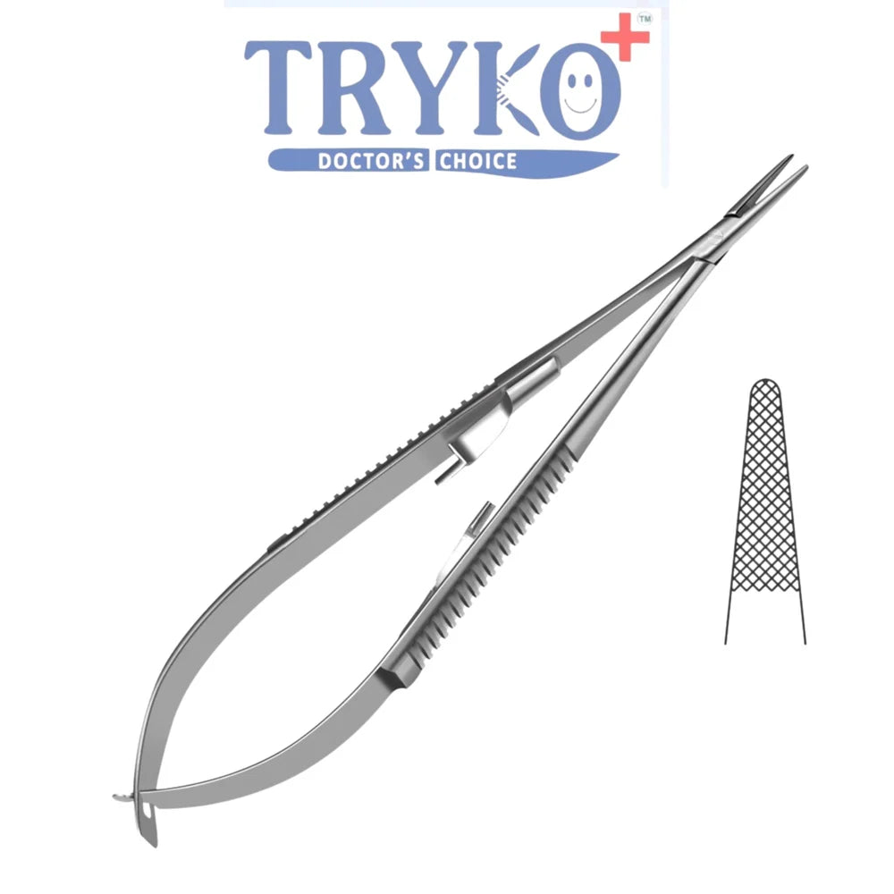 Castroviejo Needle Holder, Flat Handle, Curved 6",7",8"