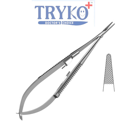 Castroviejo Needle Holder, Flat Handle, Curved 6",7",8"