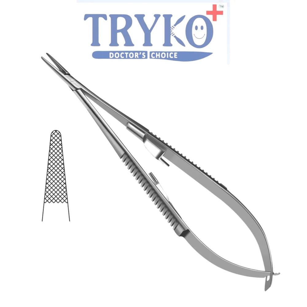 Castroviejo Needle Holder, Round Handle, Curved 7"