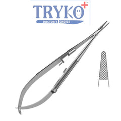 Castroviejo Needle Holder, Flat Handle, Curved 6"