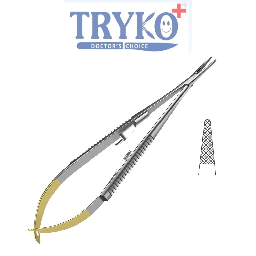 Castroviejo Needle Holder, Flat Handle, TC, Straight 6 Inch , 7 Inch & 8 Inch