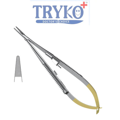 Castroviejo Needle Holder, Flat Handle, TC, Straight 6 Inch , 7 Inch & 8 Inch