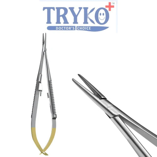 Castroviejo Needle Holder, Flat Handle, TC, Straight 6 Inch , 7 Inch & 8 Inch