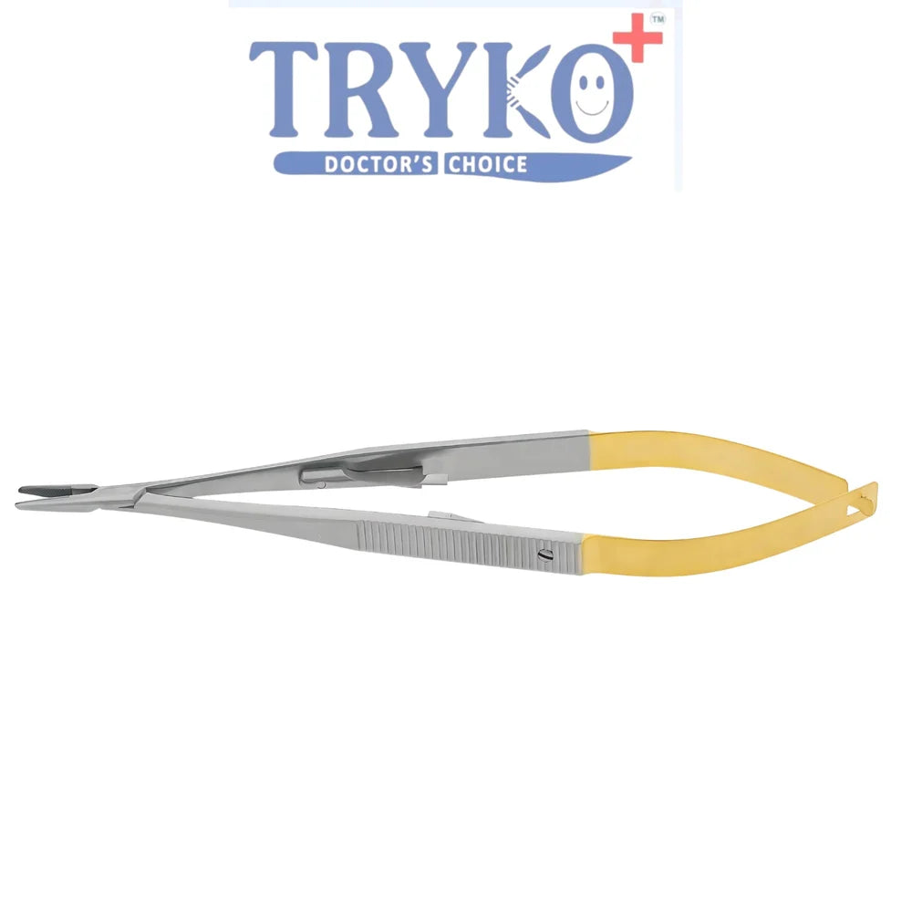 Castroviejo Needle Holder, Flat Handle, TC, Curved 6 Inch , 7 Inch & 8 Inch