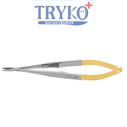 Castroviejo Needle Holder, Flat Handle, TC, Curved 6 Inch , 7 Inch & 8 Inch