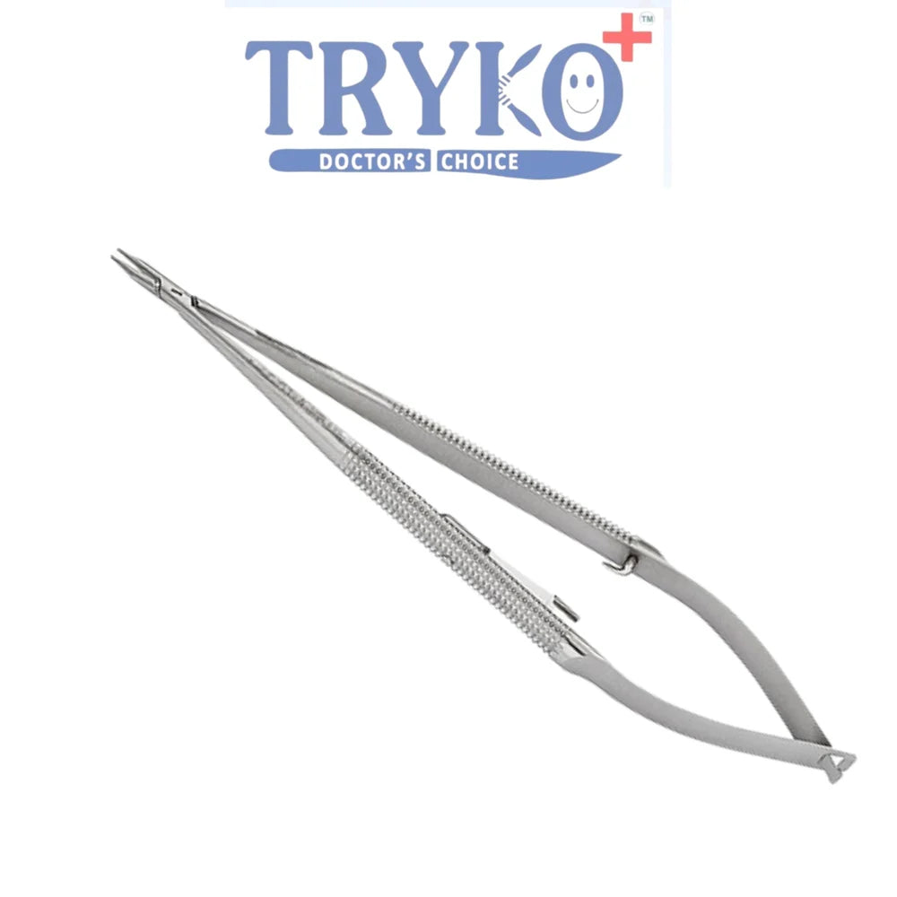 Castroviejo Needle Holder, Round Handle, Curved 6"