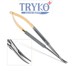 Castroviejo Needle Holder, Round Handle, TC, Curved 7"